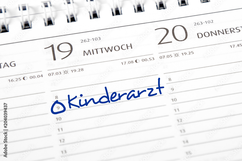 Eintrag im Kalender: Kinderarzt Eintrag im Kalender: Kinderarzt