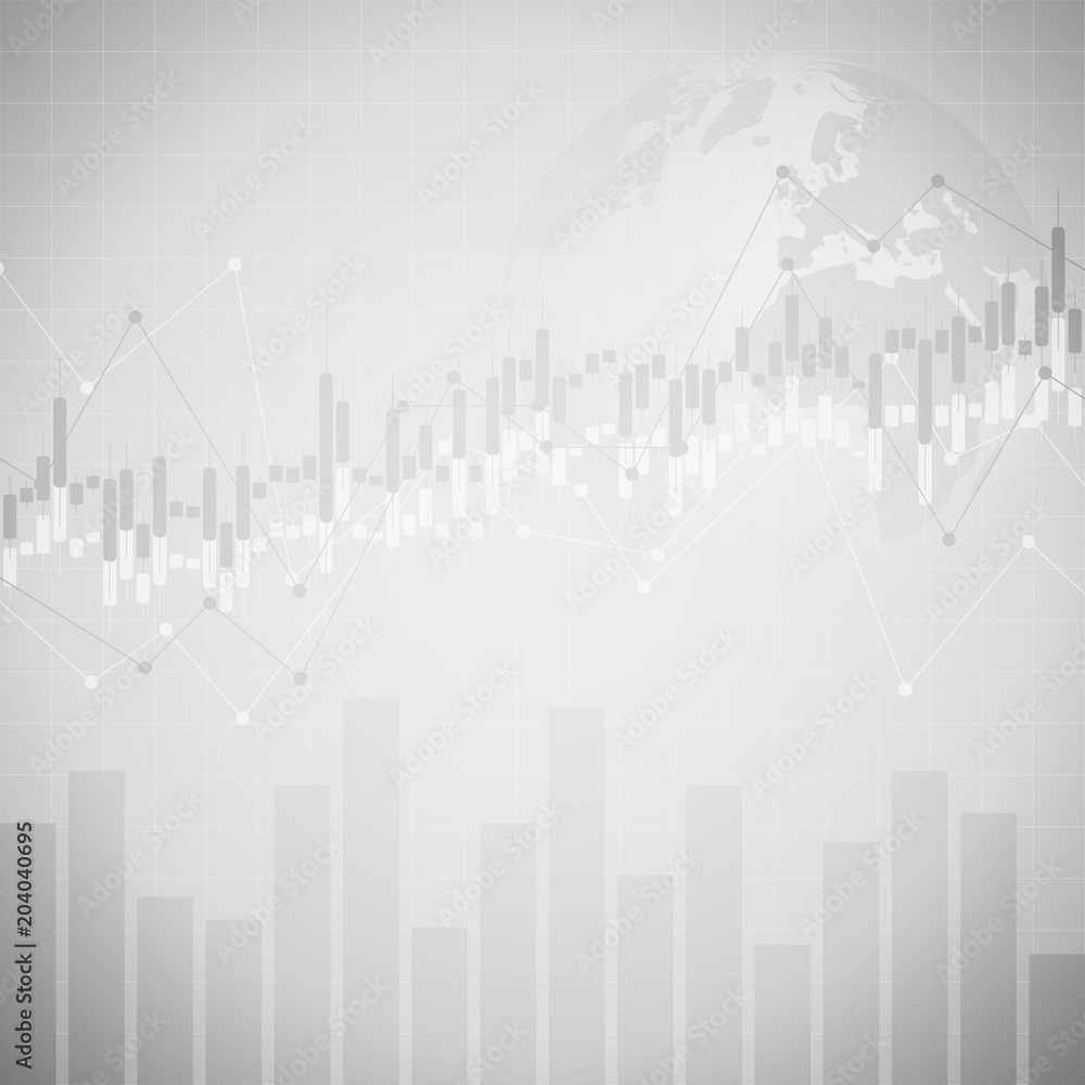 Financial data graph chart, vector illustration. Abstract background with graph chart finance. Business concept.