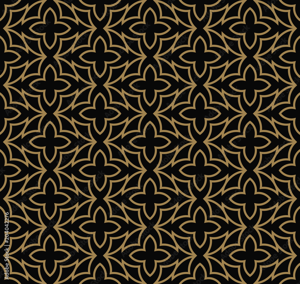 Abstract seamless pattern. Geometric line gold ornament. Ornamental stylish background.