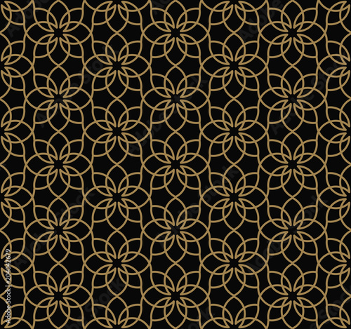 Abstract seamless pattern. Geometric line gold ornament. Ornamental stylish background.