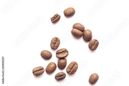 Coffee beans on white background.