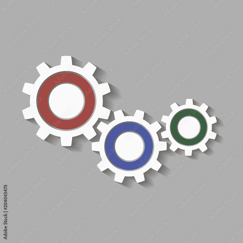 Mechanical gears with a shadow. Vector icon Mechanical gears with a shadow. Vector icon