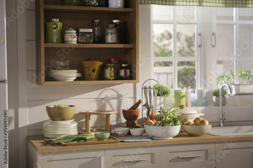 kitchen counter in a morning