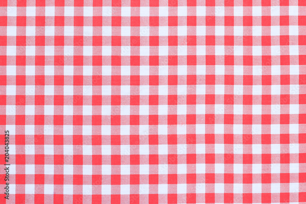 Red classic checkered tablecloth texture, background with copy space Red classic checkered tablecloth texture, background with copy space