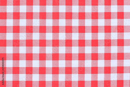 Red classic checkered tablecloth texture, background with copy space