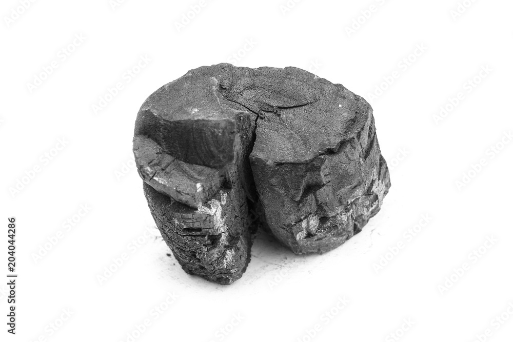Natural wood charcoal Isolated on white background, traditional charcoal or hard wood charcoal. Natural wood charcoal Isolated on white background, traditional charcoal or hard wood charcoal.