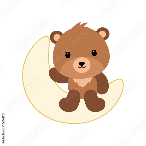 Cute Cartoon Teddy Bear on the moon
