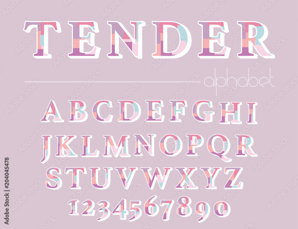 Modern abstract alphabet. Hipster vector font and alphabet.