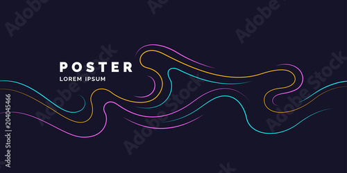 Bright poster with dynamic waves. Illustration minimal flat style