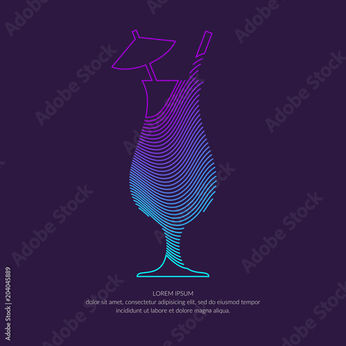 Illustration for bar menu alcoholic cocktail. Vector drawing of a Drink.