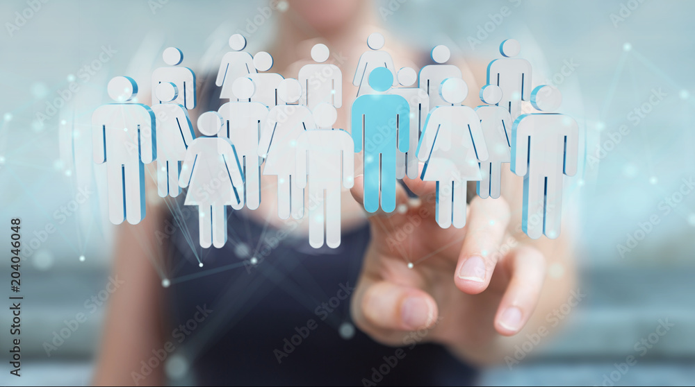 Businesswoman holding group of people 3D rendering Businesswoman holding group of people 3D rendering
