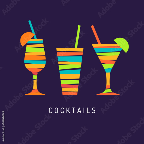 Illustration for bar menu alcoholic cocktail. Vector drawing of a Drink.