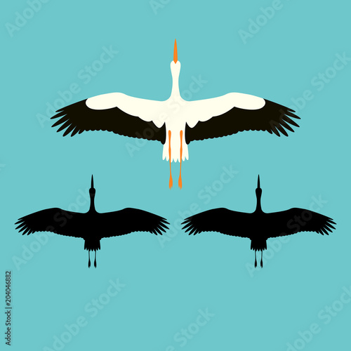 stork vector illustration flat style black silhouette