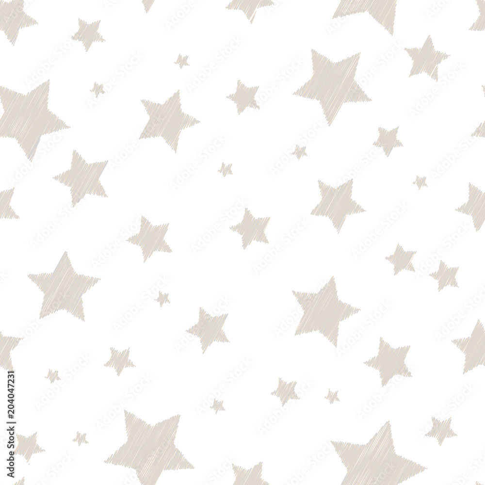 Fototapeta Srebro kolorowe proste haftowane gwiazdki na biały ładny wzór dziecinna, wektor