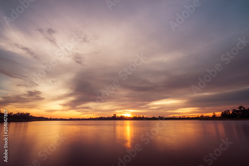 sunset on the lake landscape