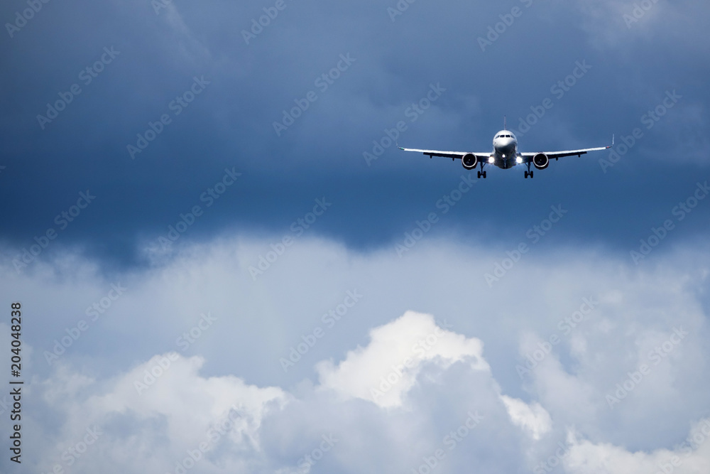 Jet plane / aircraft enters landing runway at a airport. Blank copy space for own text. Jet plane / aircraft enters landing runway at a airport. Blank copy space for own text.