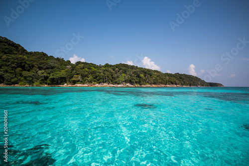 Beautiful tropical Thailand with beach, Blue Sea and White Sand © Panumat