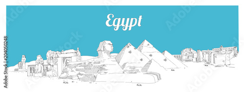 EGYPT hand drawing panoramic sketch illustration