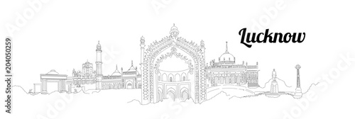 LUCKNOW city vector panoramic hand drawing illustration photo