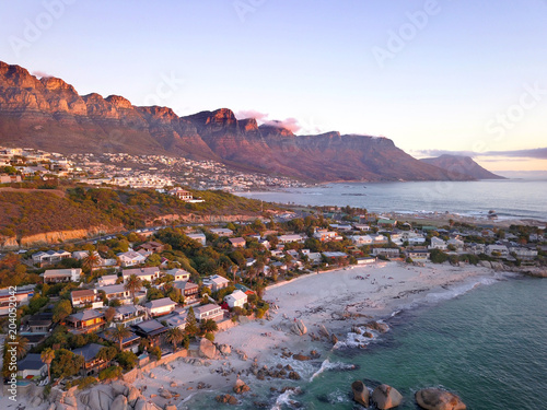 Aerial shot of bungalows on Clifton beach, Cape town photo