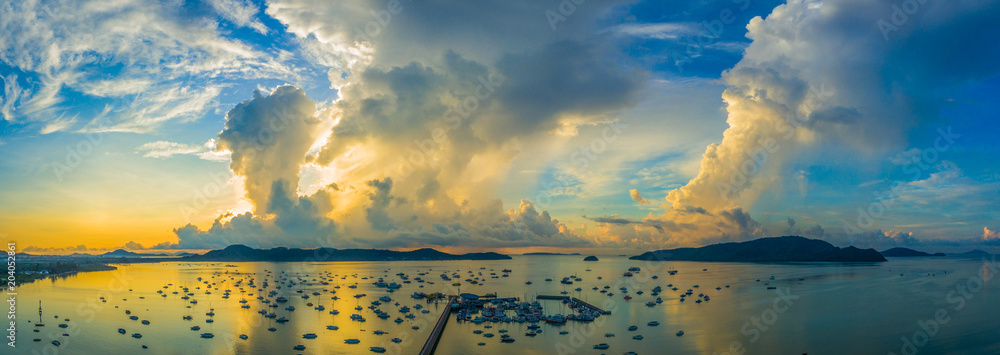 Fototapeta premium aerial photography cloudy above Chalong pier