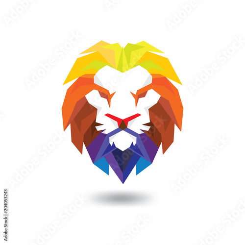 Lion Head full color Logo Vector Template