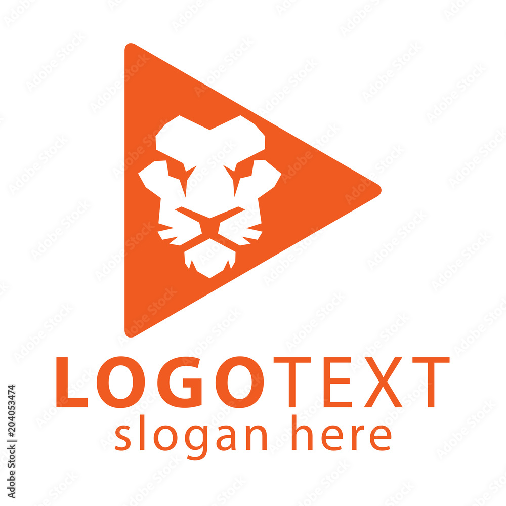 Naklejka premium Zagraj w ikonę logo Lion Media