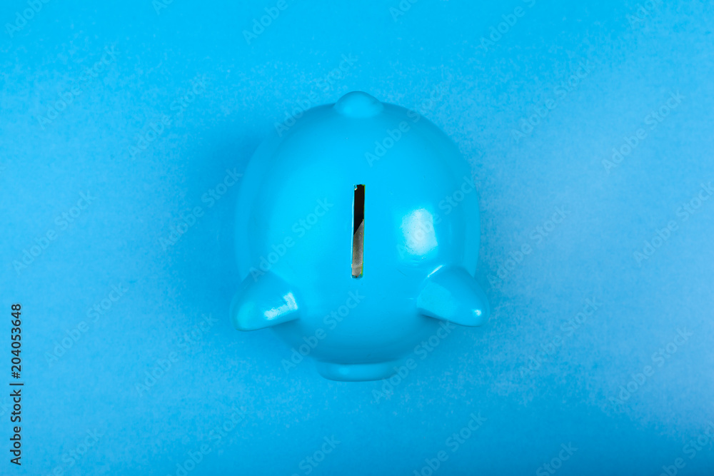 Cute piggy bank on color background Cute piggy bank on color background