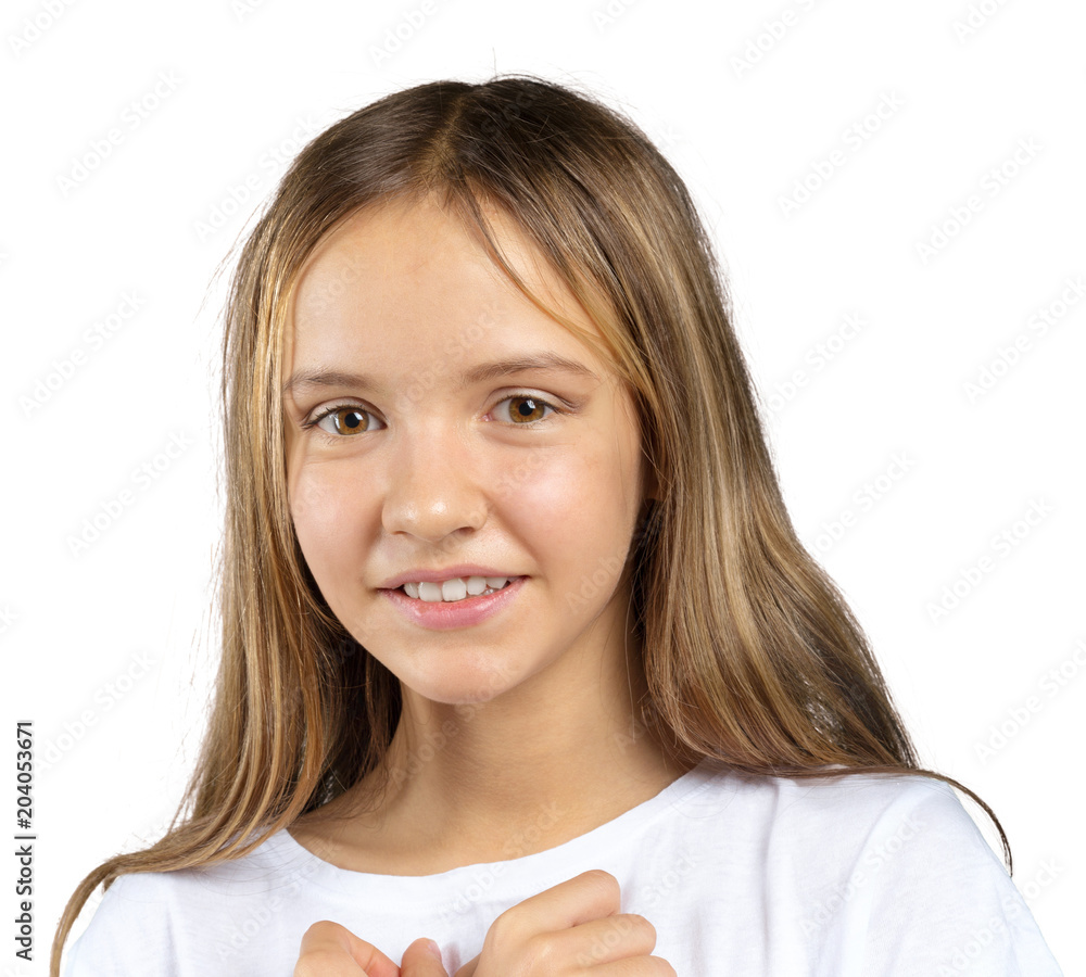 Portrait of a emotional beautiful little girl. Isolated on white background. Portrait of a emotional beautiful little girl. Isolated on white background.
