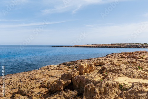 View of a rocky coast in the morning
