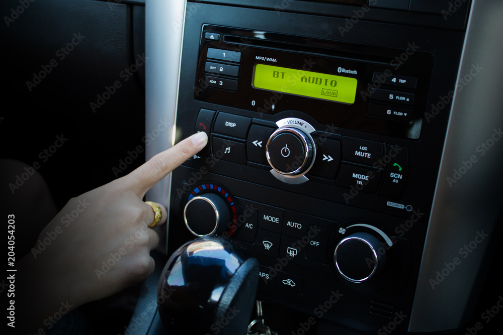 Fototapeta premium End call bluetooth in car., Facility in car.