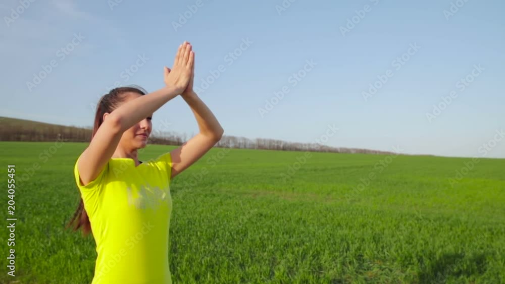 Yoga in nature. Slow motion Yoga in nature. Slow motion