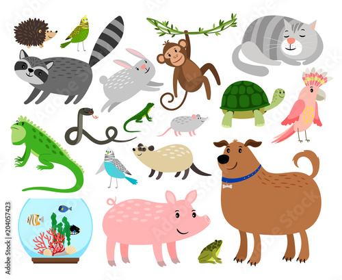 Cartoon pet animals set