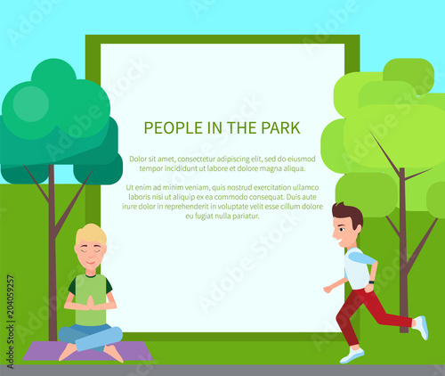 People in Park Poster and Form Vector Illustration