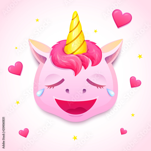 Emoji unicorn face, vector illustration