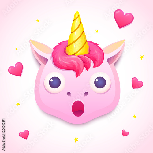 Emoji unicorn face, vector illustration