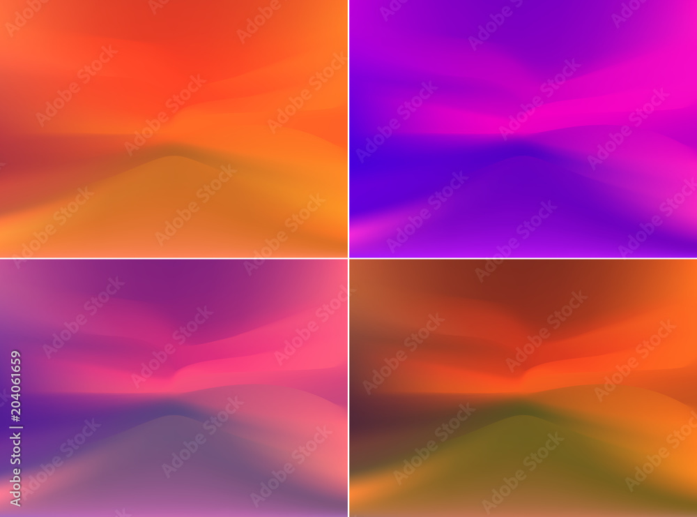 Soft and smooth lines minimalist concept pink purple color tone backgrounds set.
