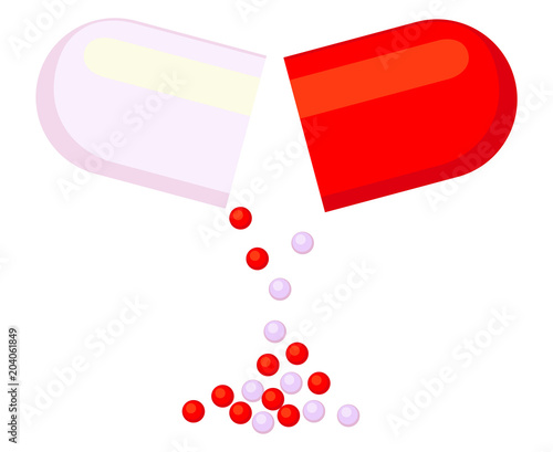 Colorful cartoon open pill medicine
