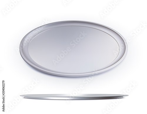 Empty plate isolated on a white. Side and top view. Vector 3d illustration