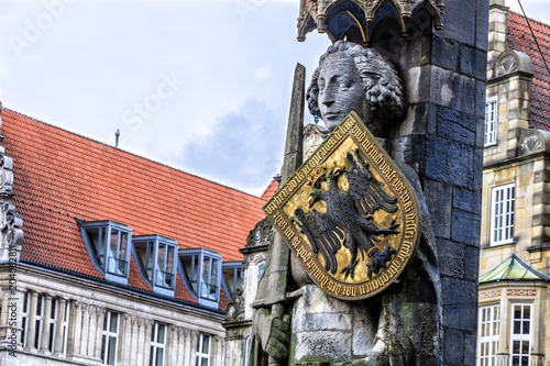 The Bremen Roland statue in the market square (Rathausplatz) of Bremen, Germany, erected in 1404. photo