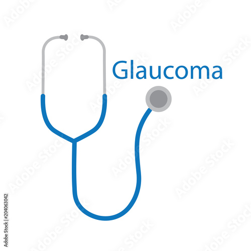 glaucoma word and stethoscope icon- vector illustration