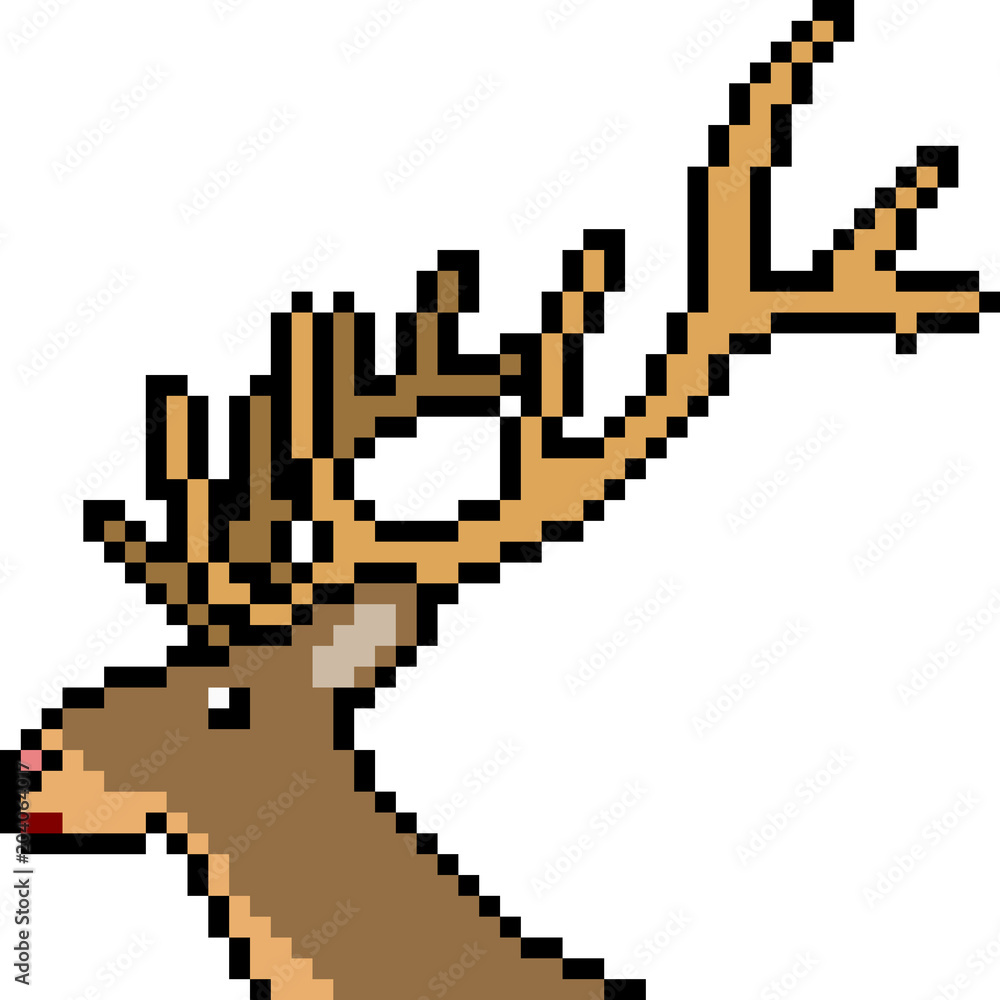 vector pixel art deer head