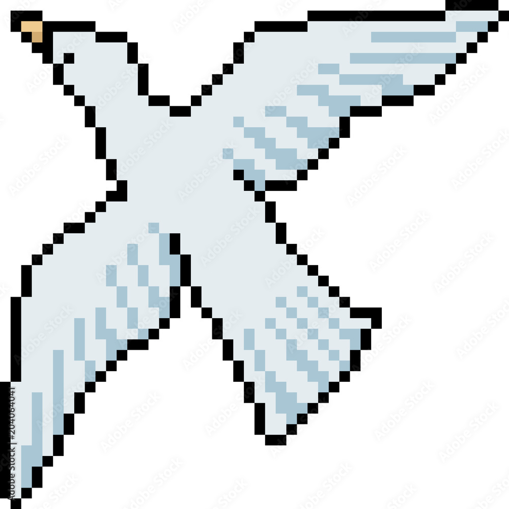 vector pixel art bird fly