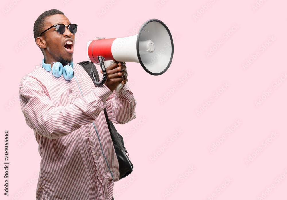 Student with bullhorn Student with bullhorn
