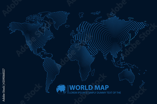 Modern Digital World  Map Globalization Concept. Vector Illustration