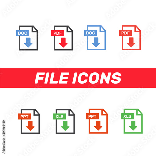 File Icons. File Icons line style illustration. Document icon set