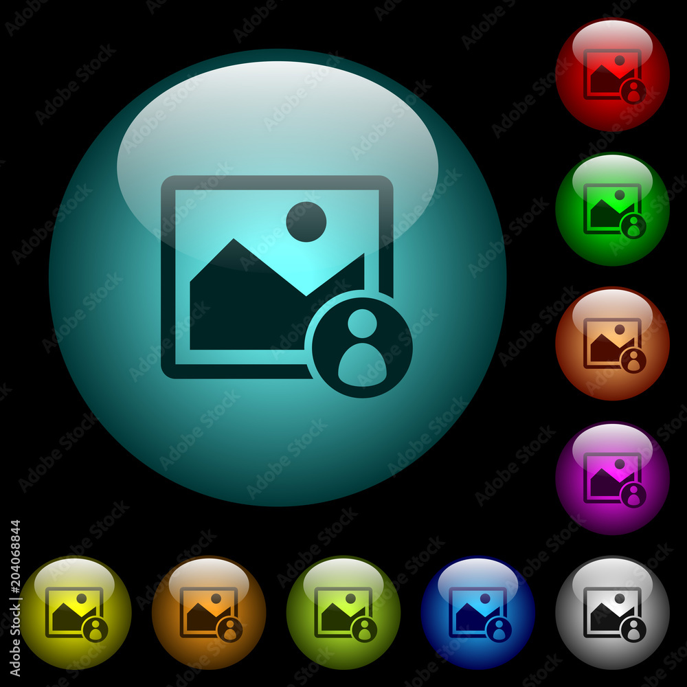 Image owner icons in color illuminated glass buttons Image owner icons in color illuminated glass buttons