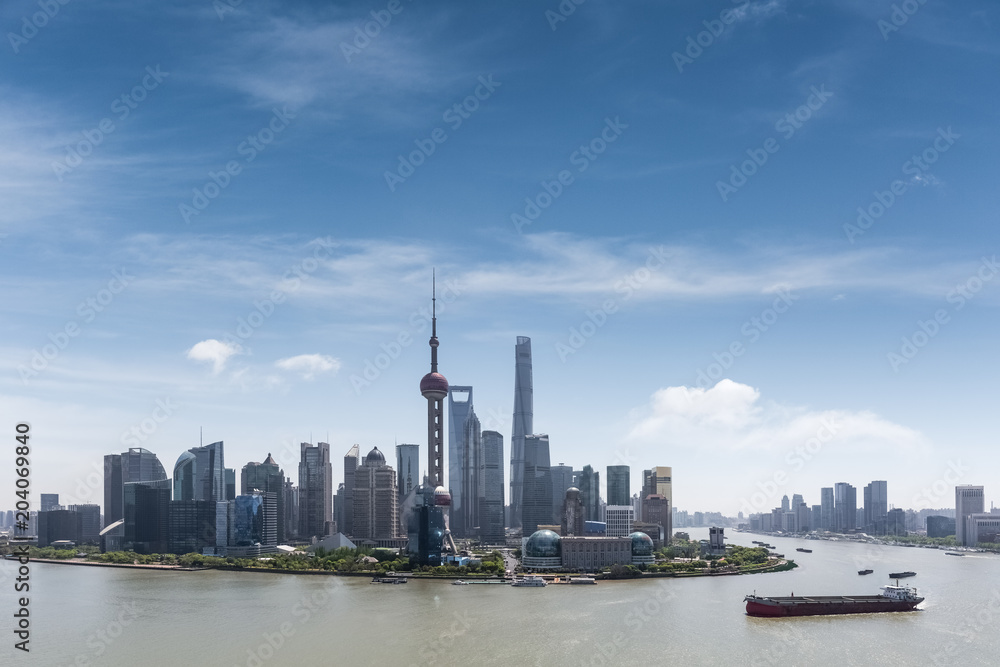 aerial view of shanghai skyline
