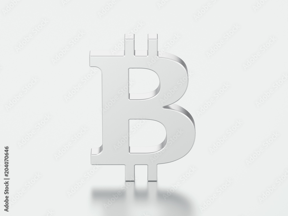 3D illustration silver bitcoin 3D illustration silver bitcoin