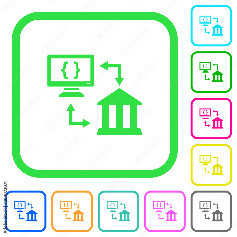 Open banking API vivid colored flat icons Open banking API vivid colored flat icons